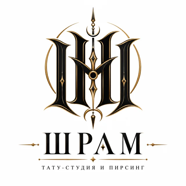 Логотип тату-студии «Шрам», стиль: Монограмма