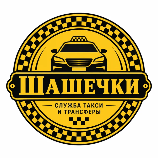 Логотип такси «Шашечки», стиль: Эмблема
