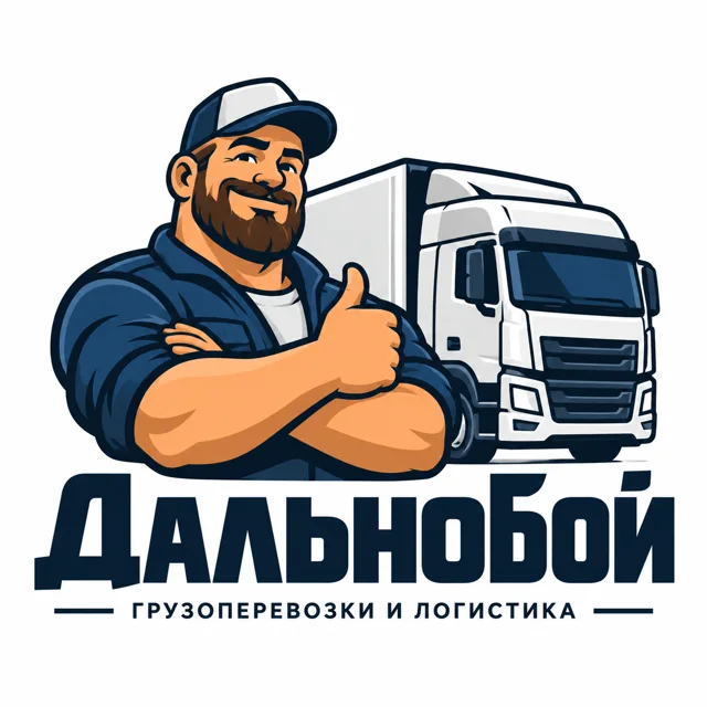 Логотип грузоперевозок «Дальнобой», стиль: Маскот
